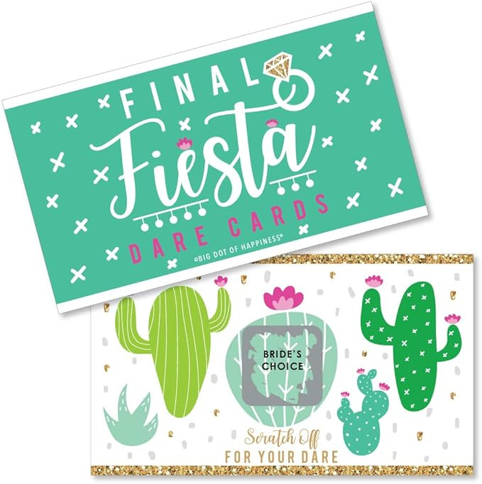 Big Dot of Happiness Final Fiesta - Last Fiesta Bachelorette Party Game Scratch Off Dare Cards - ... | Amazon (US)