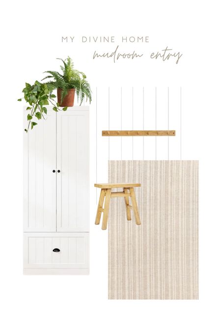 This design is great for a back entry into your home. Storage cabinet with removable shelves so you can store away mops and brooms etc. Hang your coats on peg hanger and stool for taking shoes on and off. Hide shoes away in cabinet drawer!

Mudroom design, mudroom design board, mood board, storage cabinet, storage, wood stool, wall hanger, laundry room organization, laundry room design

#LTKhome #LTKstyletip #LTKfamily