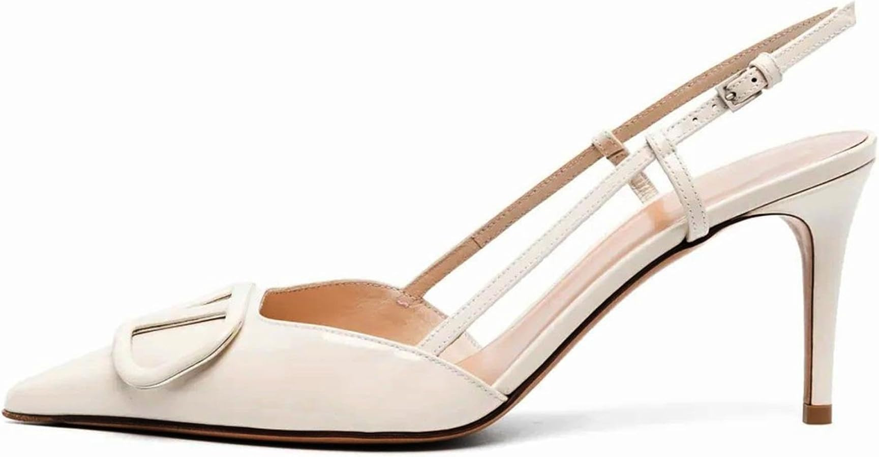 Women Heeled Slingback Sandals Closed Pointed Toe Stiletto High Heels Patent Leather Pumps Slip-O... | Amazon (US)