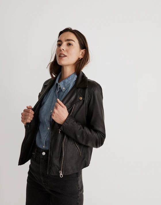 Washed Leather Motorcycle Jacket: Brass Hardware Edition | Madewell | Madewell