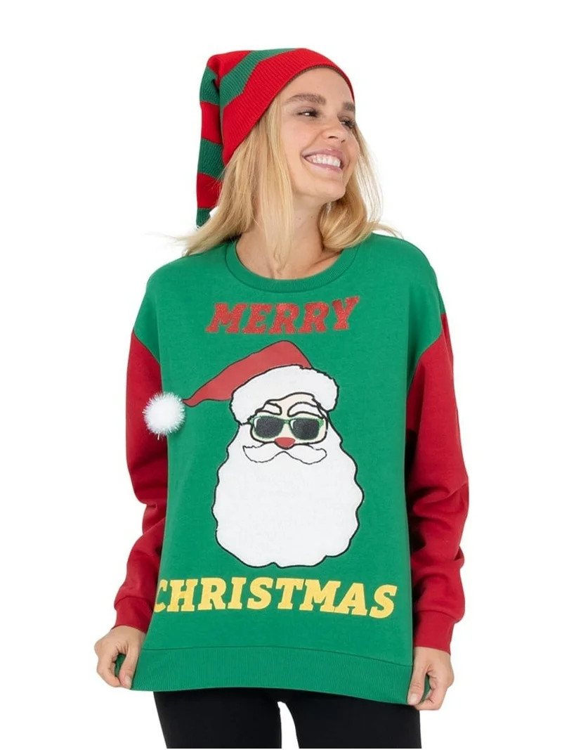 Jollidays Women's Merry Christmas Santa Pullover Sweatshirt, Sizes S-XXL | Walmart (US)