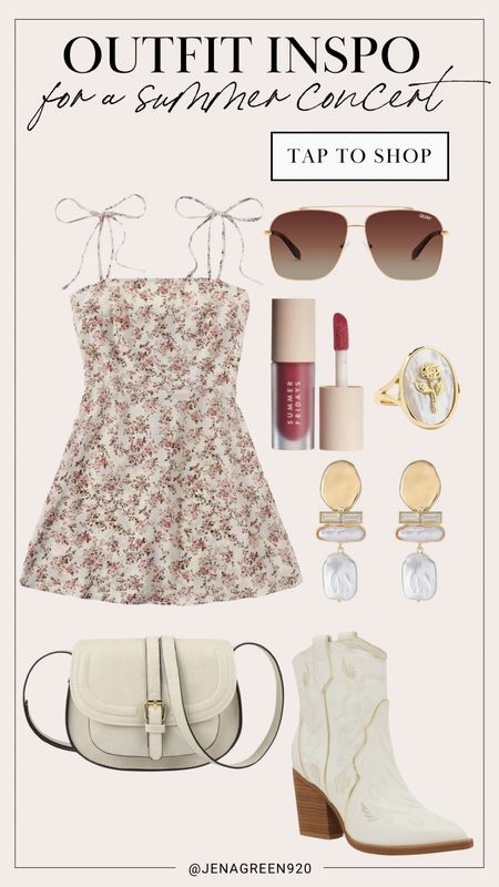 Summer Outfit Inspo | Floral Mini Dress | Concert Outfit | Western Boots 

#LTKFindsUnder100 #LTKStyleTip #LTKShoeCrush