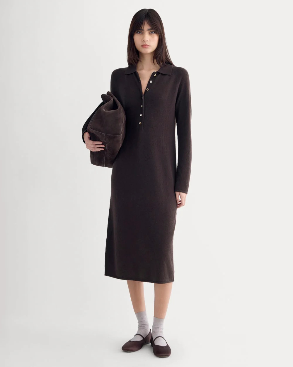 Cashmere Polo Midi Dress | Dark Chocolate | Everlane