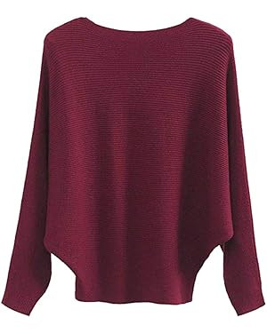 EDSTAR Women Dolman Batwing Sleeves Knitted Sweaters Winter Boat Neck Pullovers Tops | Amazon (US)