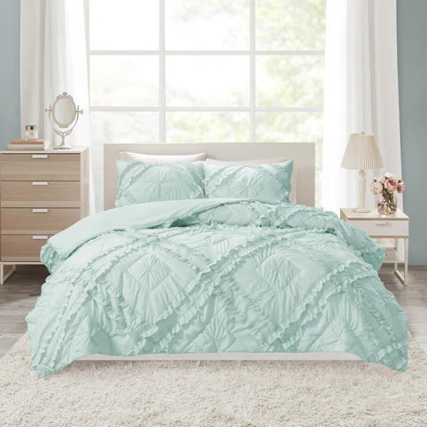 Dahlstrom Tufted Diamond Ruffle Coverlet Set | Wayfair North America