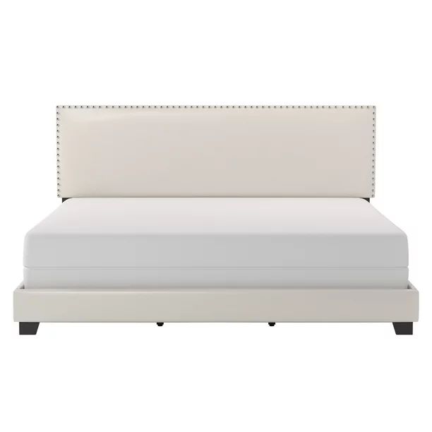 Willow Nailhead Trim Upholstered King Bed, White Faux Leather, by Hillsdale Living Essentials - W... | Walmart (US)