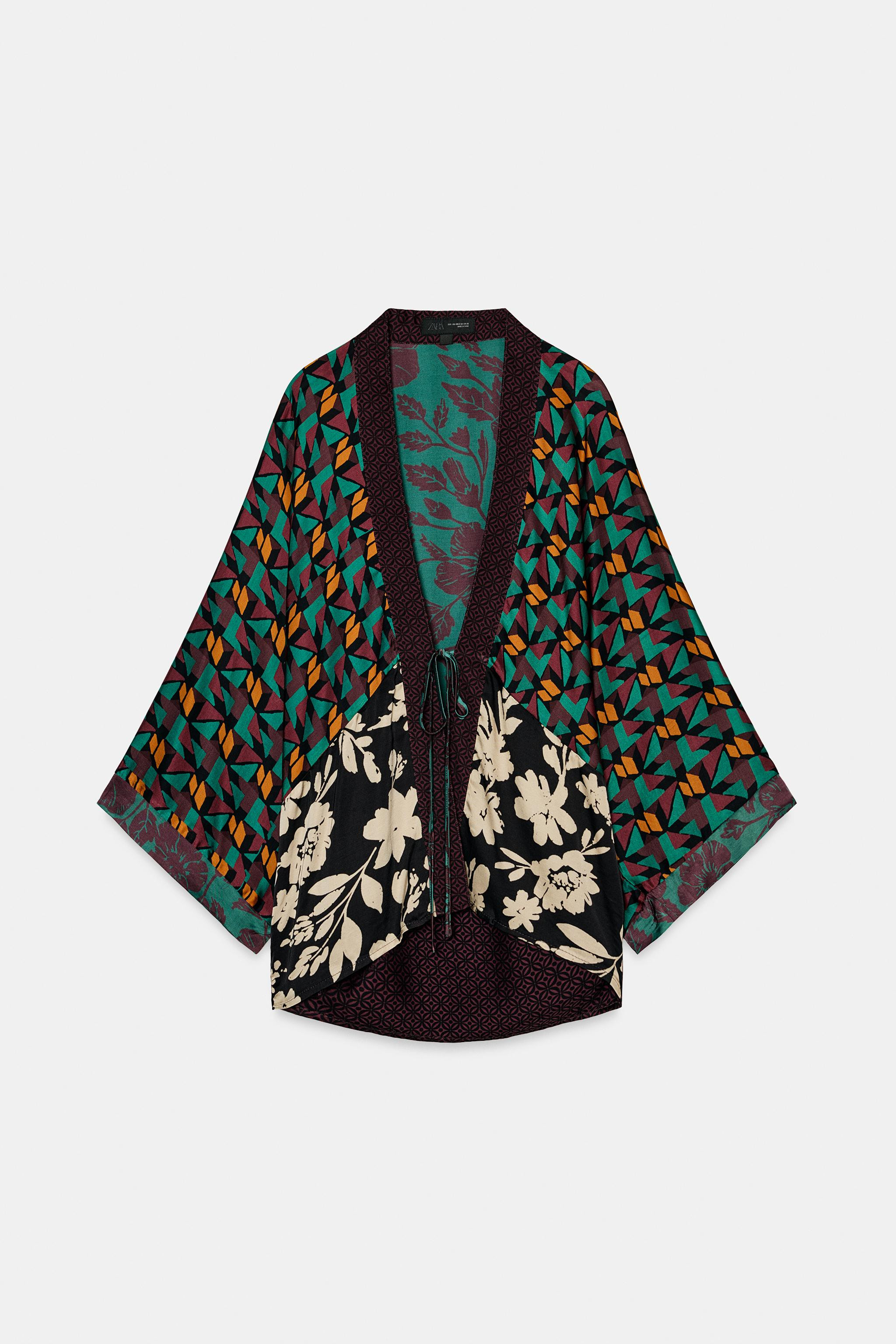 KIMONO IN SATINOPTIK MIT MUSTER | Zara DE