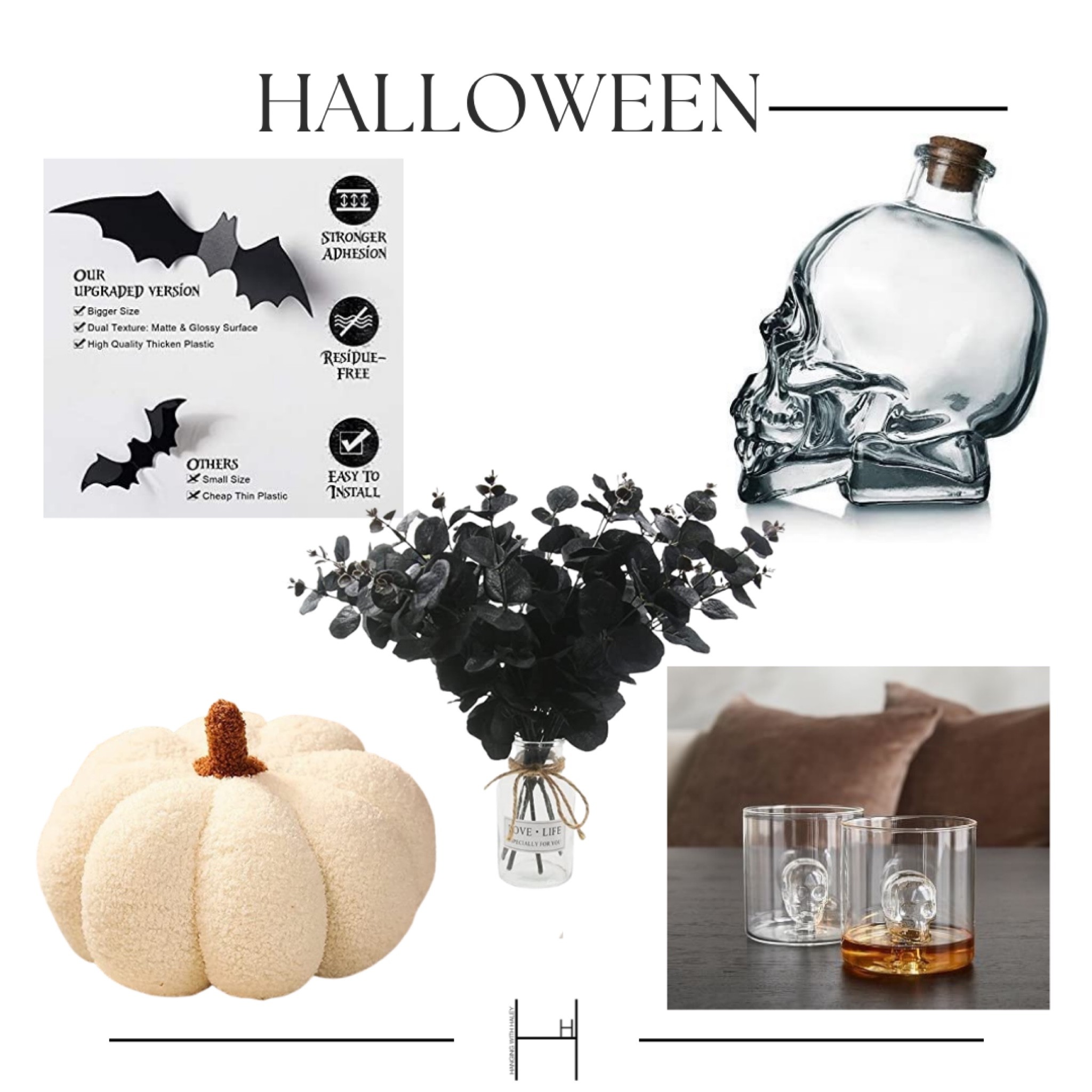 Halloween must haves this season - pumpkins, skulls, bats, skull glasses and black floral leaves 


#halloween #pumpkins #skull #spooky #potterybarn

#LTKSeasonal #LTKGiftGuide #LTKHalloween