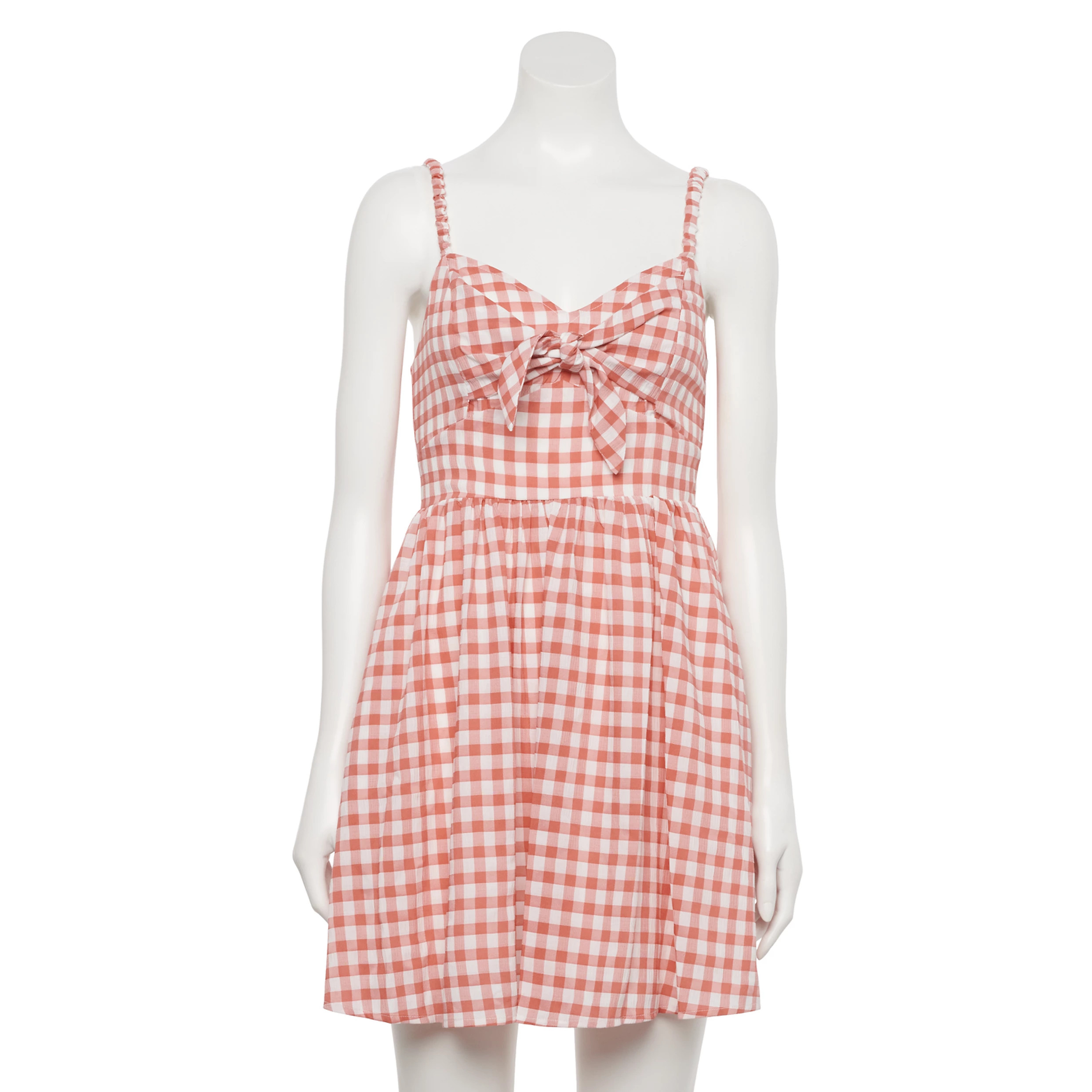 Juniors' Hint of Mint Gingham Print Bow Front Dress | Kohl's