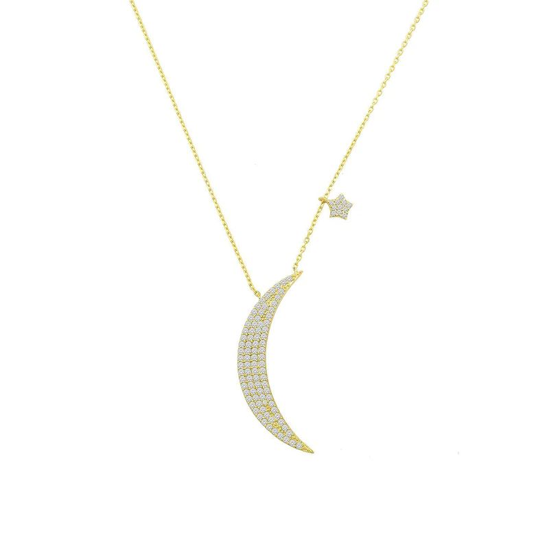Crystal Crescent Moon and Tiny Star Necklace | The Sis Kiss