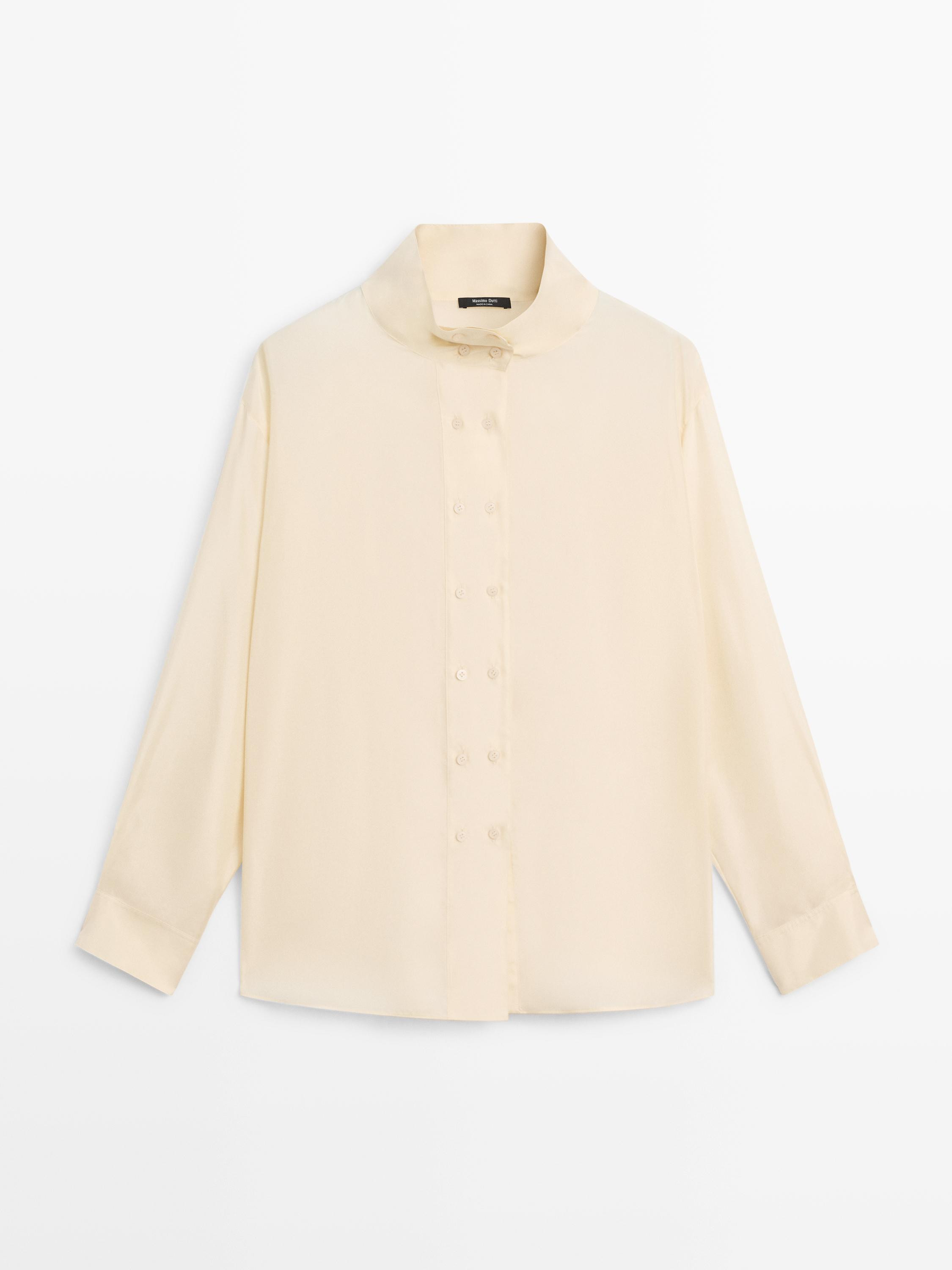 Silk shirt with button detail | Massimo Dutti UK