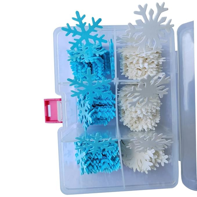 50Pcs Edible Cake Cupcake Toppers Snowflakes Christmas Winter Party Decoration White and Blue | Amazon (US)