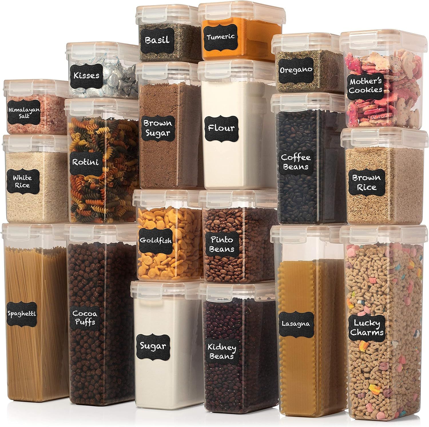 LARGE SET Airtight Food Storage Container Set - 20 PC - Kitchen & Pantry Organization - BPA-Free ... | Amazon (US)