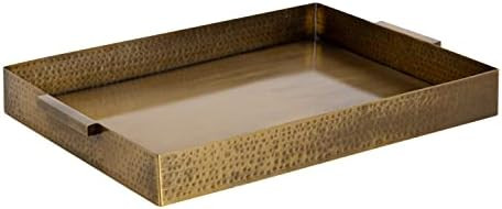 Kate and Laurel Samana Modern Glam Rectangle Metal Tray; 18 x 13 x 2; Brass; Rectangular Polished... | Amazon (US)