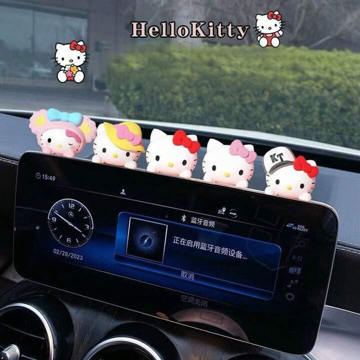 Sanrio 1pc/5pcs (Set) Hello Kitty Vehicle Decoration Center Console With Trinkets Cute Cartoon In... | SHEIN