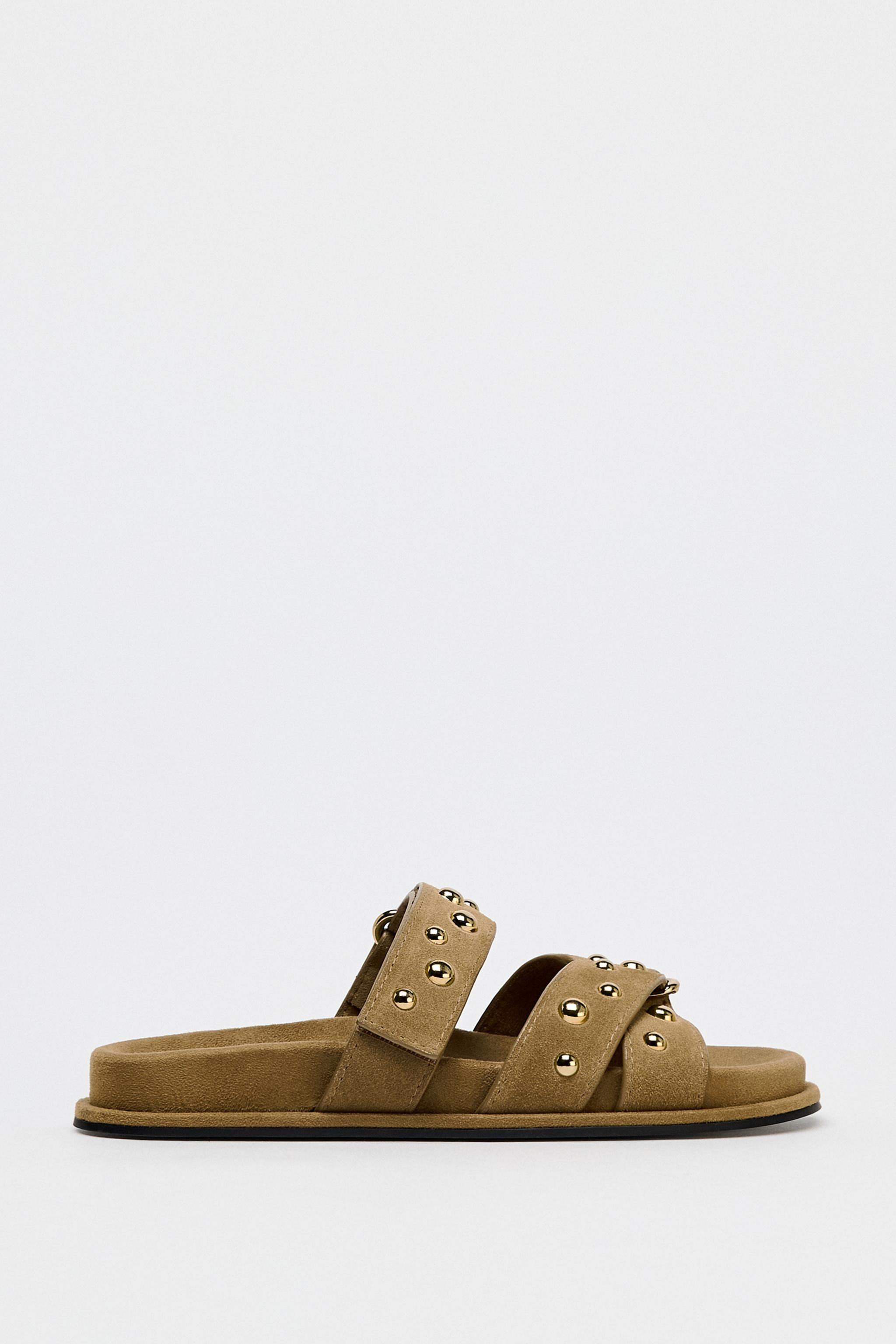 STUDDED SUEDE SANDALS | Zara US