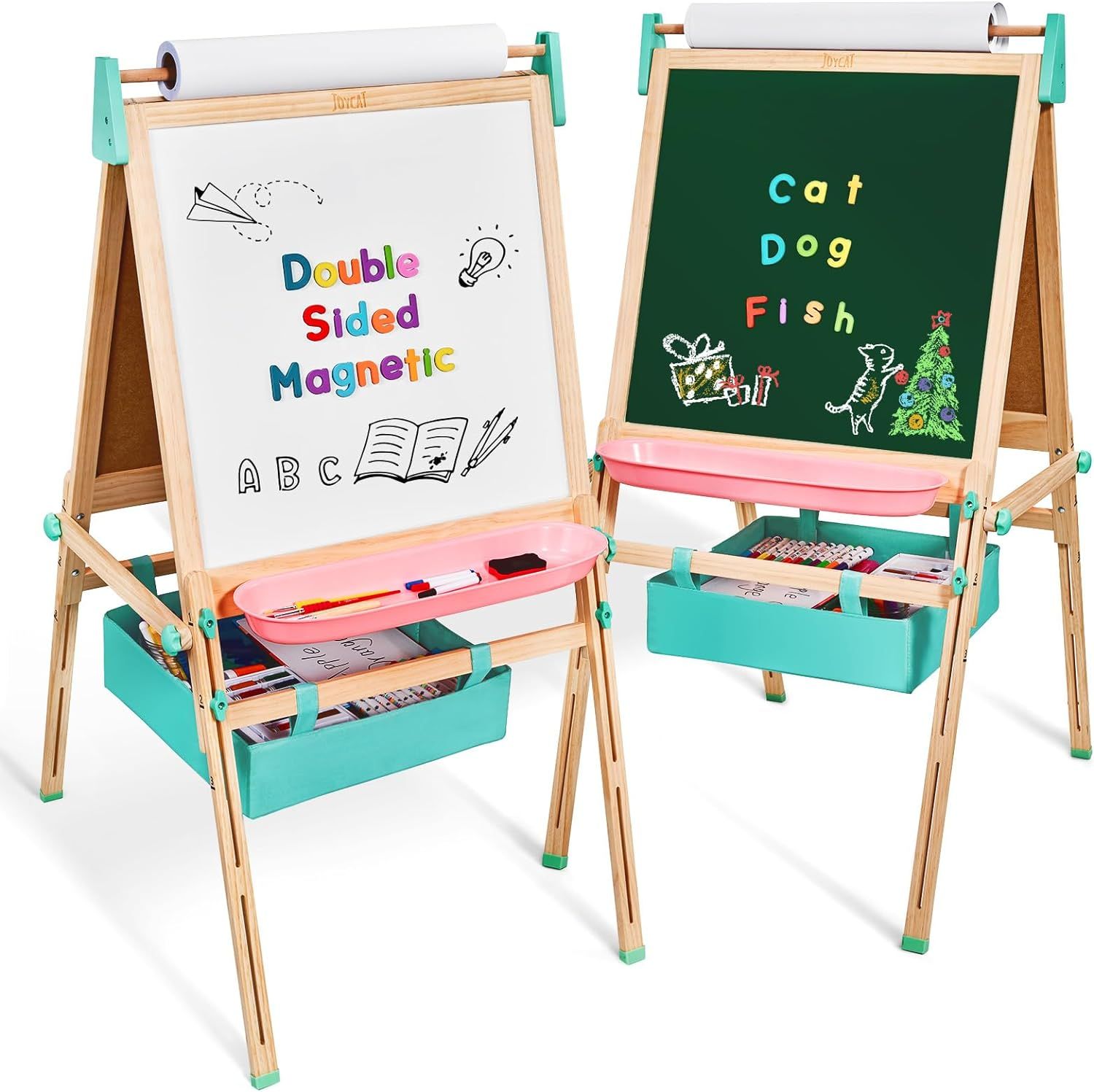 JoyCat Standing Art Easel for Kids Aged 2-8, Wooden Large Magnetic Chalkboard & Whiteboard, Heigh... | Amazon (US)