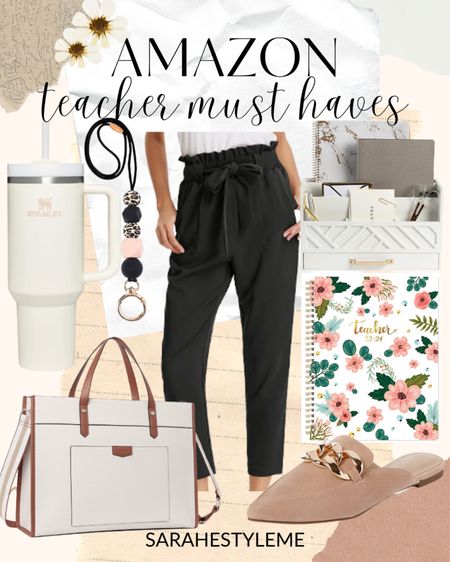 AMAZON TEACHER MUST HAVES ✨ Here are a few of my favorite day-to-day things! 

@amazon @amazonfashion @amazoninfluencerprogram #teacherstyle #amazon #amazonfashion #amazonteacher #teacheroutfits #teachershare #teachersofinstagram #teacherlife #teacheroutfits #teacheroutfit #teachermusthave #teacherootd #teacherootdshare #workwear #workwearstyle #workwearstyle #workwearfashion #teacherappreciationweek #teacherorganization #classroomstyle #newteacher #amazonfinds #workpants #ltkitbag #workbag #paperbagpants 

Workwear outfit professional style black paperbag waist pants chain mules organizer classroom lanyard everyday inspo 

#LTKstyletip #LTKunder100 #LTKworkwear