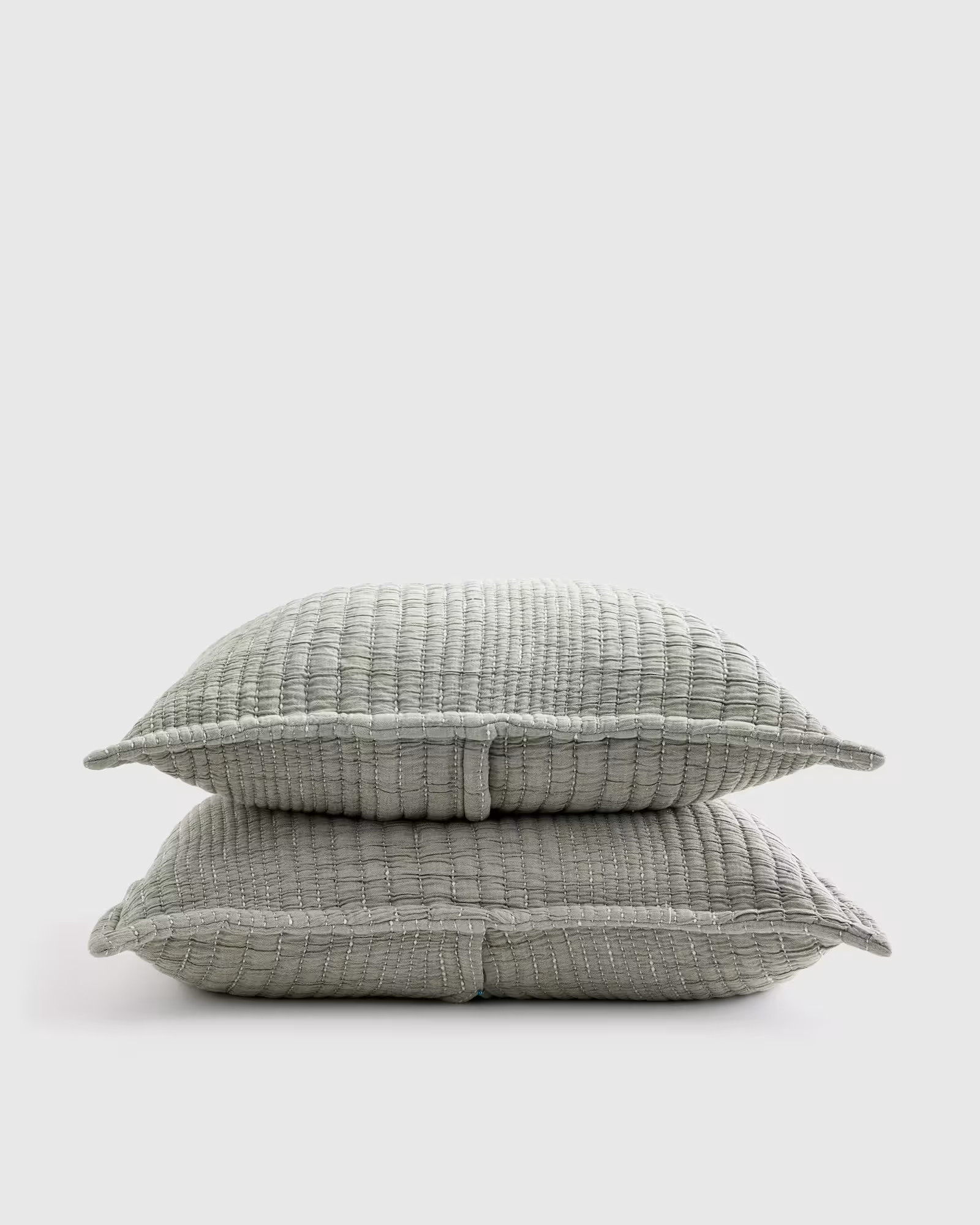 Organic Cotton Channel Stitch Sham Set in Green | Quince