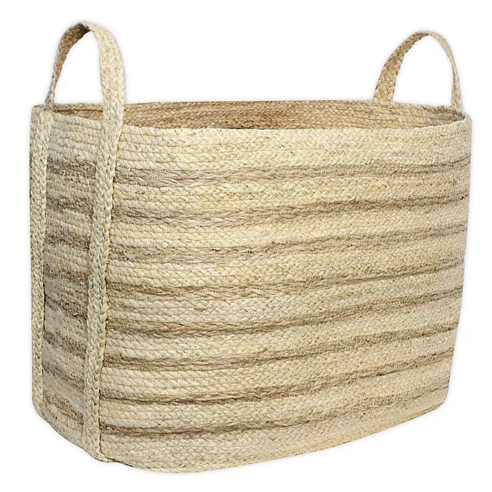Taylor Madison Designs® Rectangular Natural Braided Maize Basket with Seagrass Stripes | Bed Bat... | Bed Bath & Beyond