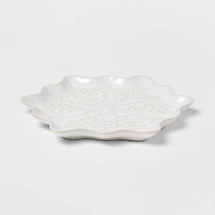 14" x 13" Stoneware Snowflake Serving Platter - Threshold™ | Target