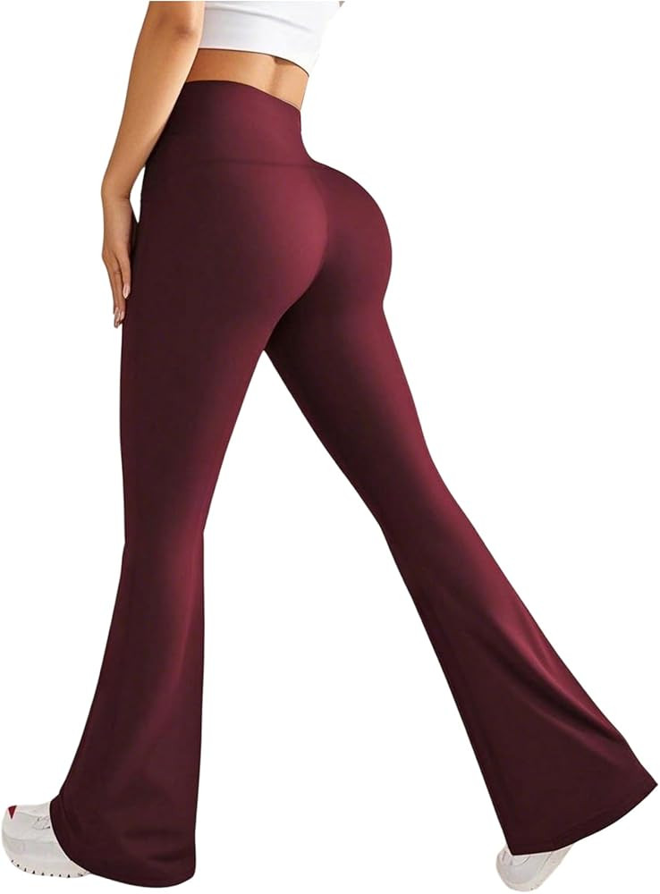 OYOANGLE Women's Flare Bootcut Leggings High Waist Tummy Control Butt Lifting Workout Gym Casual ... | Amazon (US)
