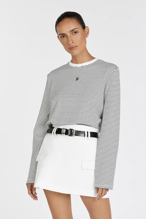 SIGNATURE WHITE STRIPE LONG SLEEVE TEE | DISSH
