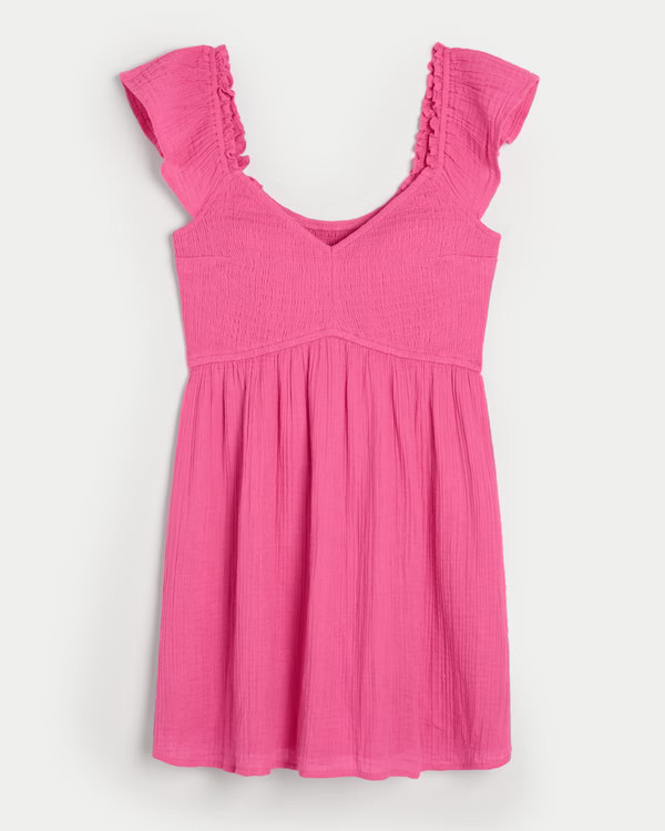 Women's Flutter Sleeve Smocked Skort Dress | Women's Clearance | HollisterCo.com | Hollister (US)