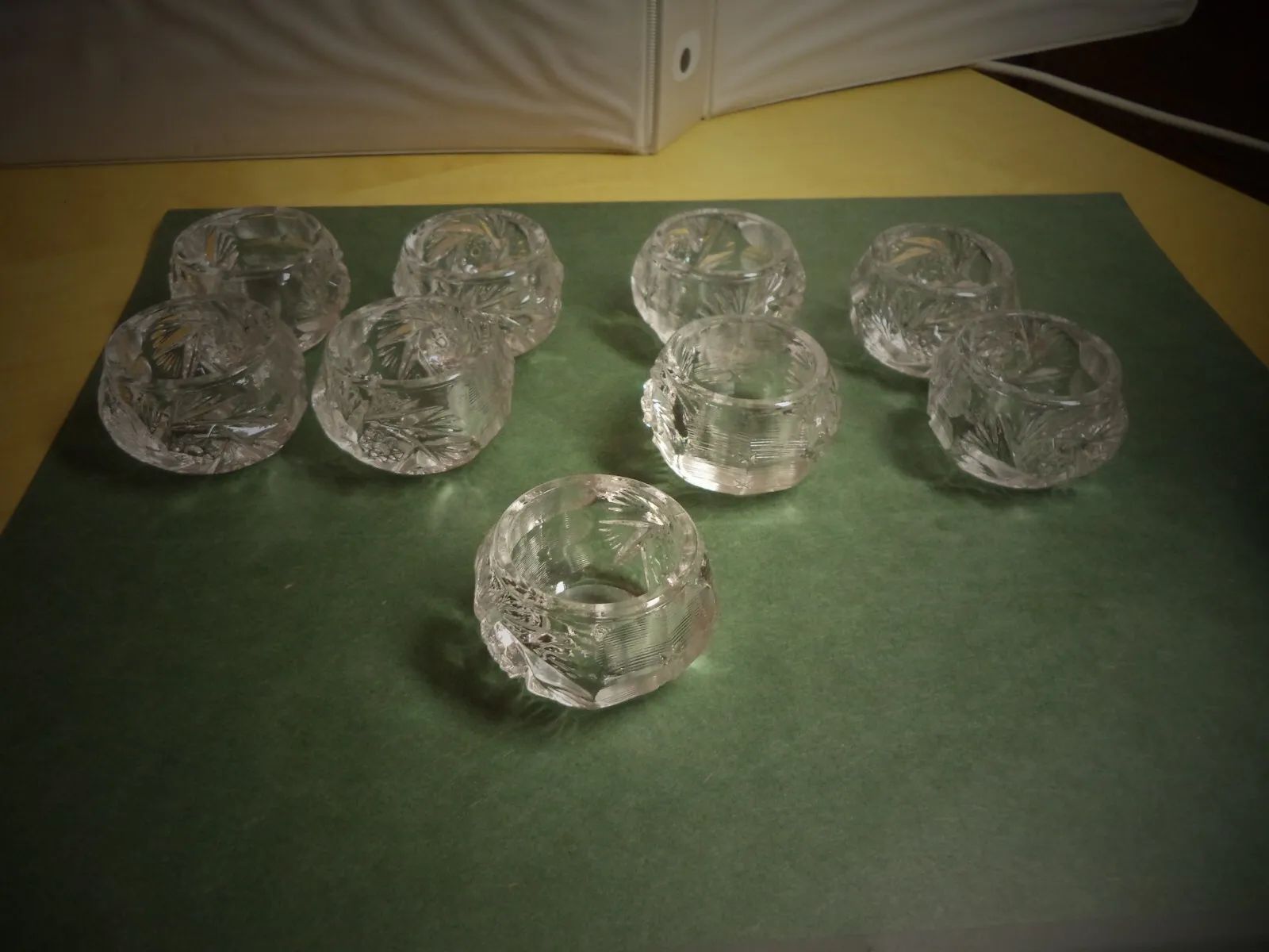 Set Of Lot of 9 Crystal cut glass Salt Dips Salt Cellars floral & lines pattern  | eBay | eBay US