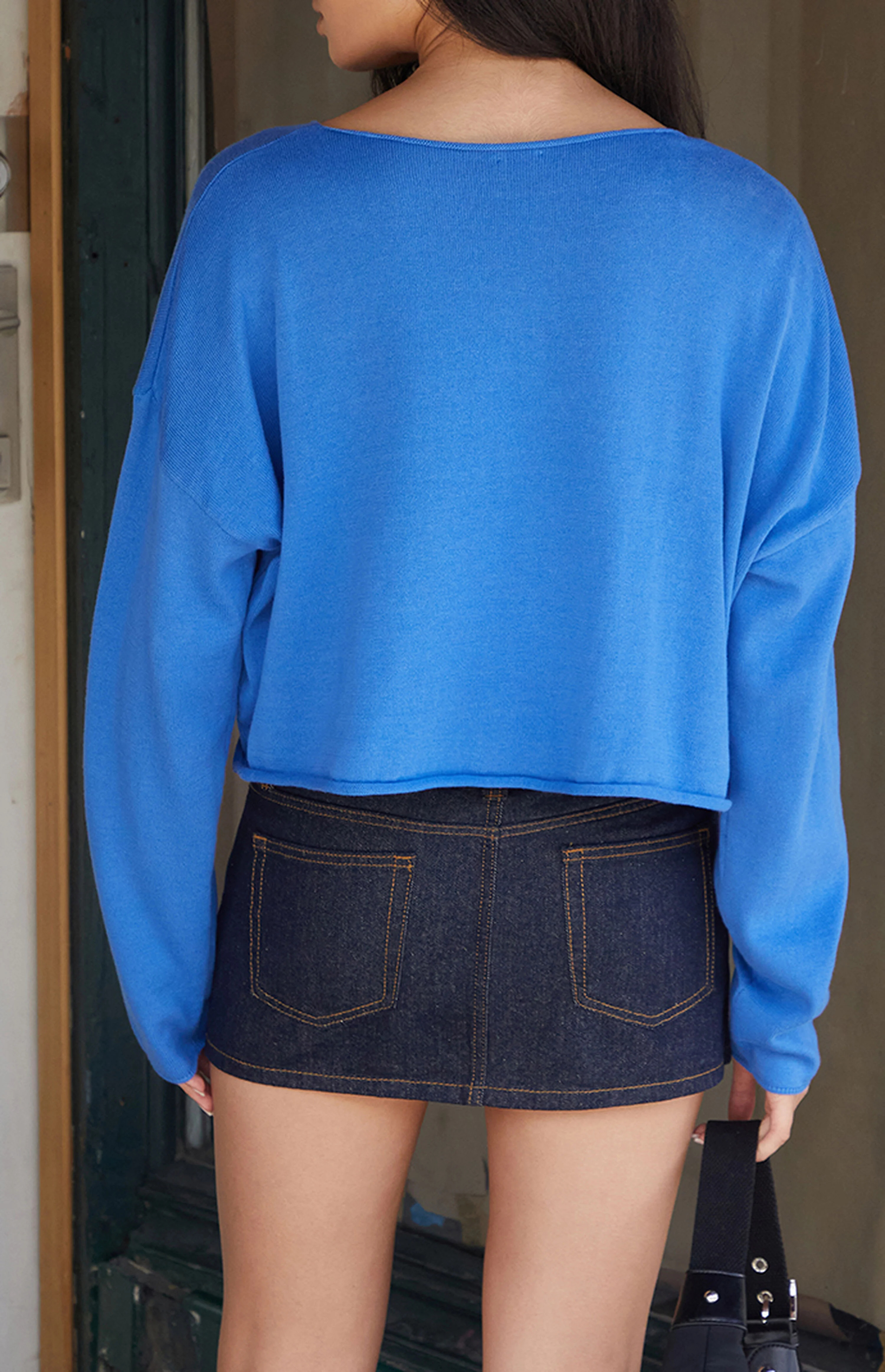 John Galt Electric Blue Cameron Cropped Sweater | PacSun