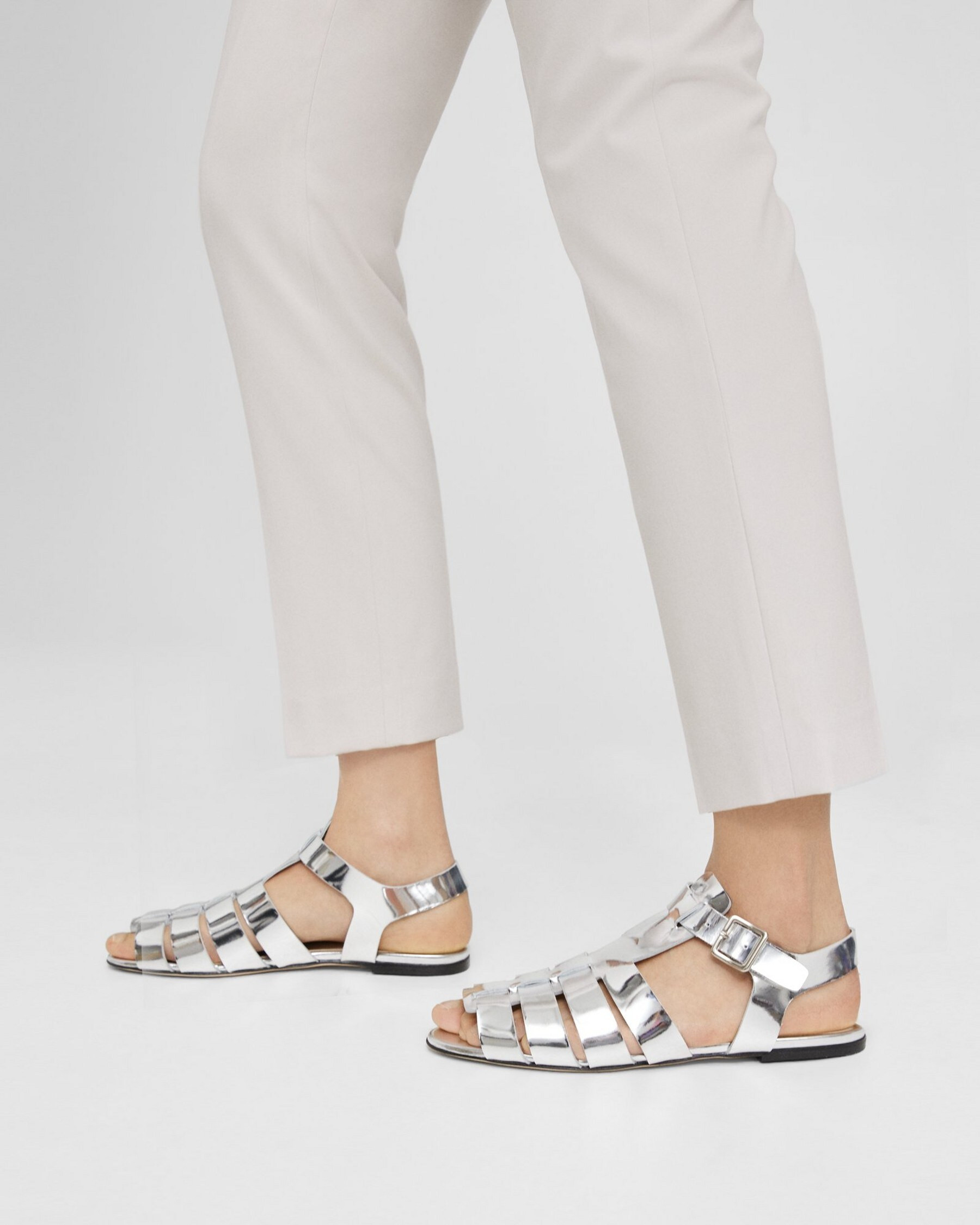 Fisherman Sandal in Metallic Leather | Theory