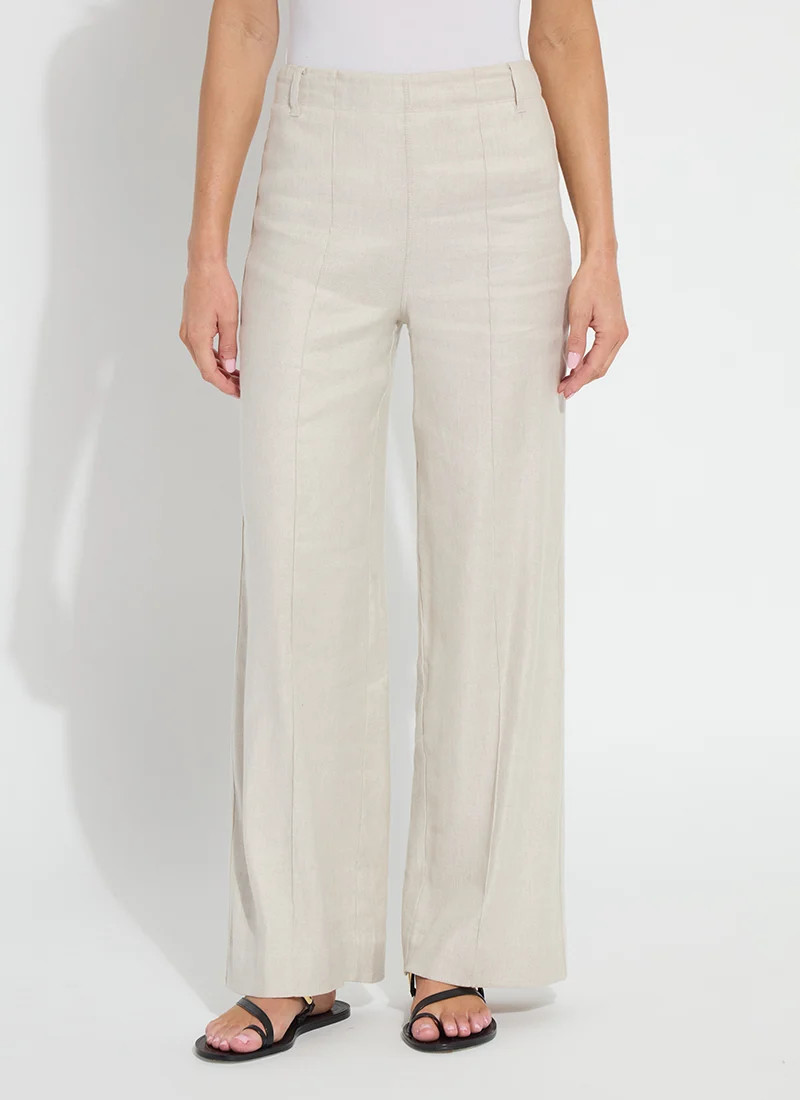 Gabriela Linen Hi Waist Pintuck Wide Leg Pant (29.5" Inseam) | Lysse NY
