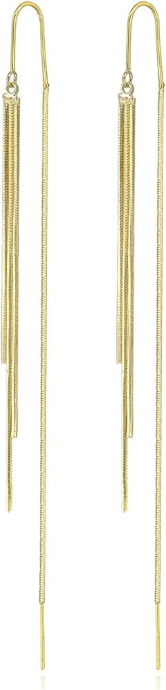Gold Threader Dangle Earrings Long Tassel Earrings Wedding Prom Earrings for Women Bridal | Amazon (US)