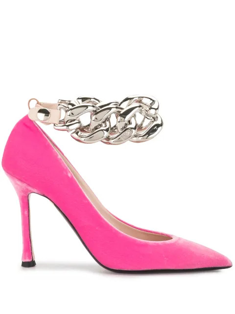 velvet chain-detail pumps | Farfetch (US)