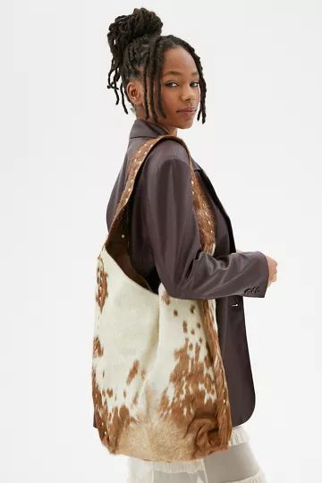 Lex Studded Calf Hair Shoulder Bag | Urban Outfitters (US and RoW)