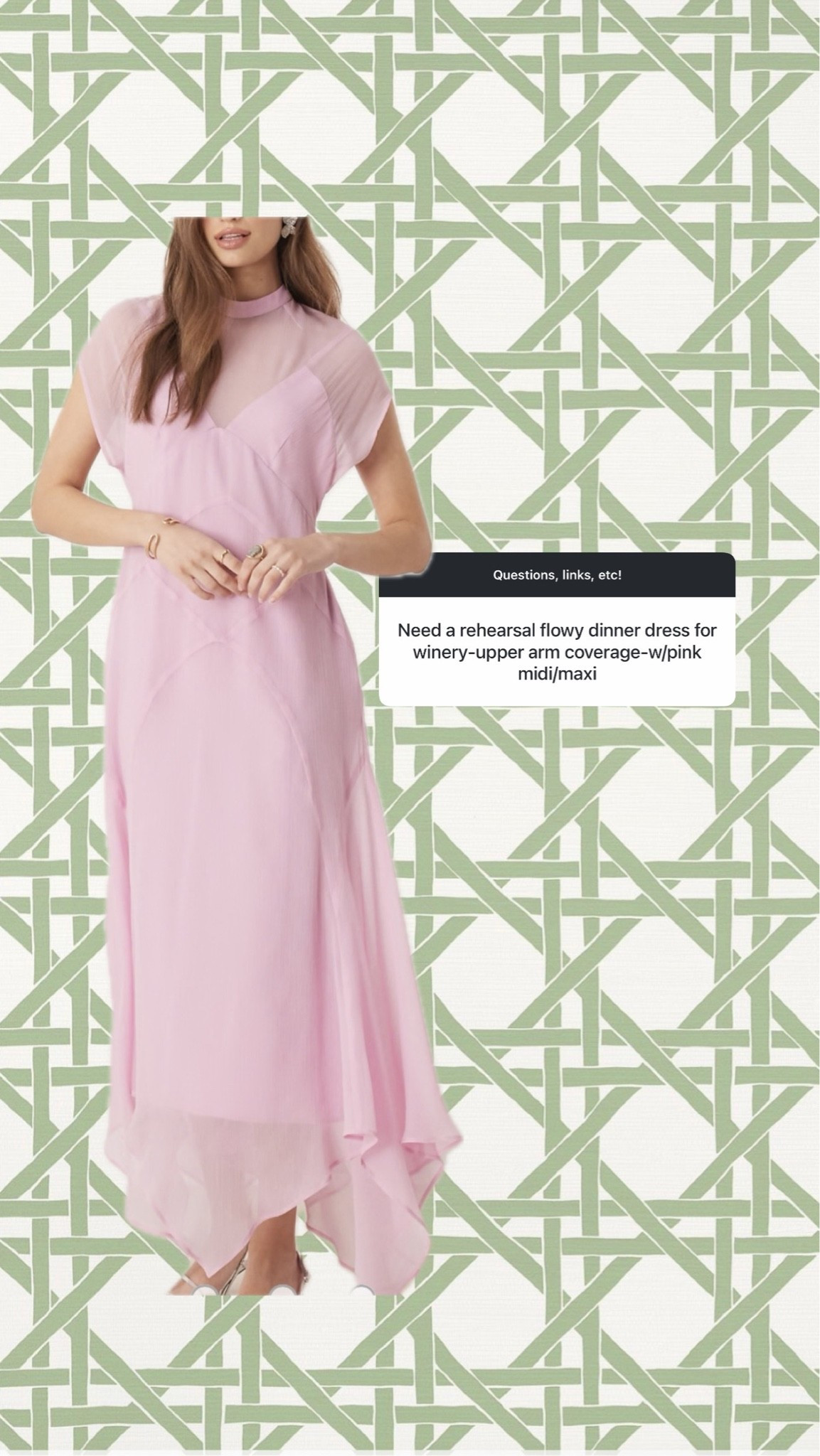 Pink rehearsal dinner dress with sleeves