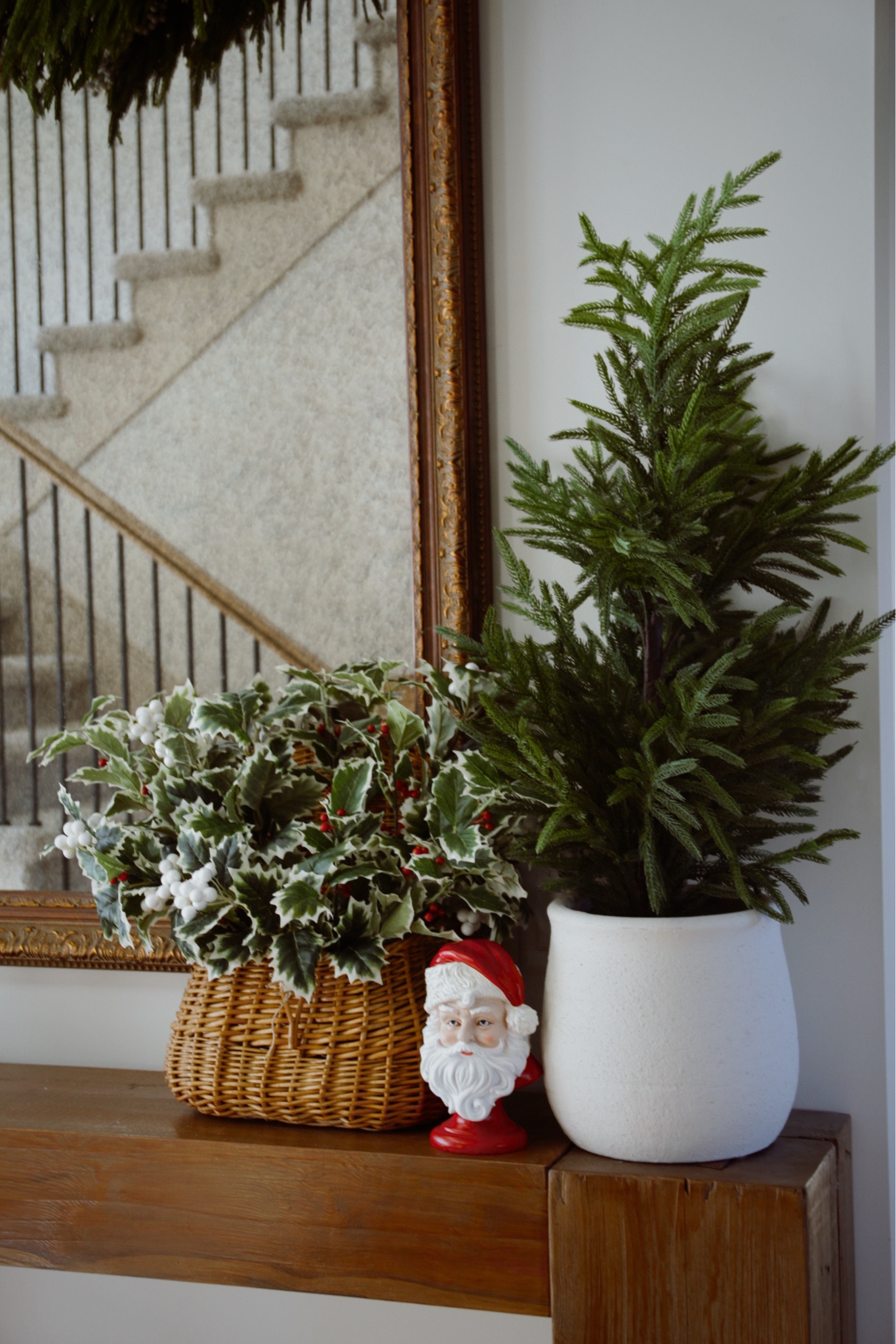 Christmas entryway decor with Santa Claus bust! 

#LTKHoliday #LTKHome #LTKSeasonal