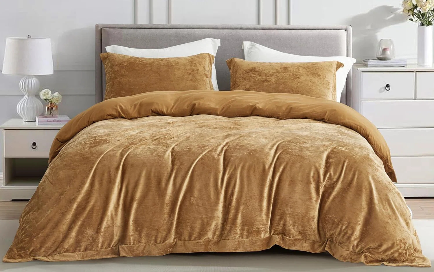 Piers Distressed Velvet Duvet Cover Set | Wayfair North America