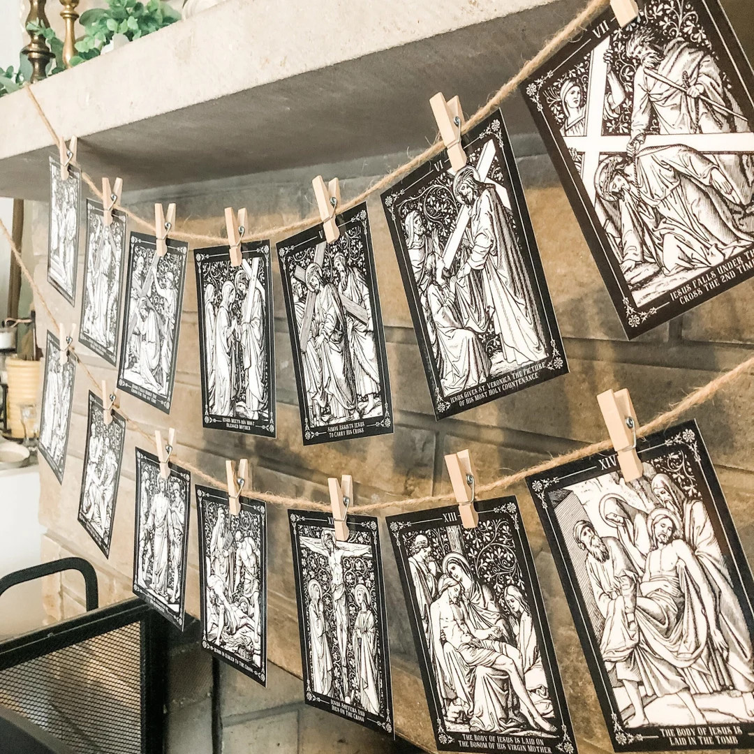 14 Stations of the Cross Printable Banner for Lent/easter Catholic Digital Download Vintage Catho... | Etsy (US)