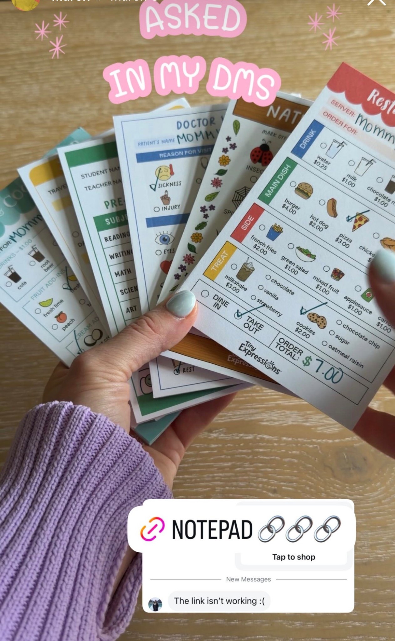 Pretend play notepads 

#LTKKids #LTKHome #LTKmomlife