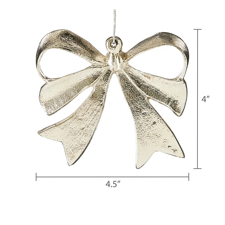 Silver Aluminum Bow Christmas Ornaments, 4.5", 8 Count, by Holiday Time | Walmart (US)