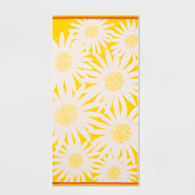 XL Daisy Icon Beach Towel Yellow - Sun Squad™ | Target
