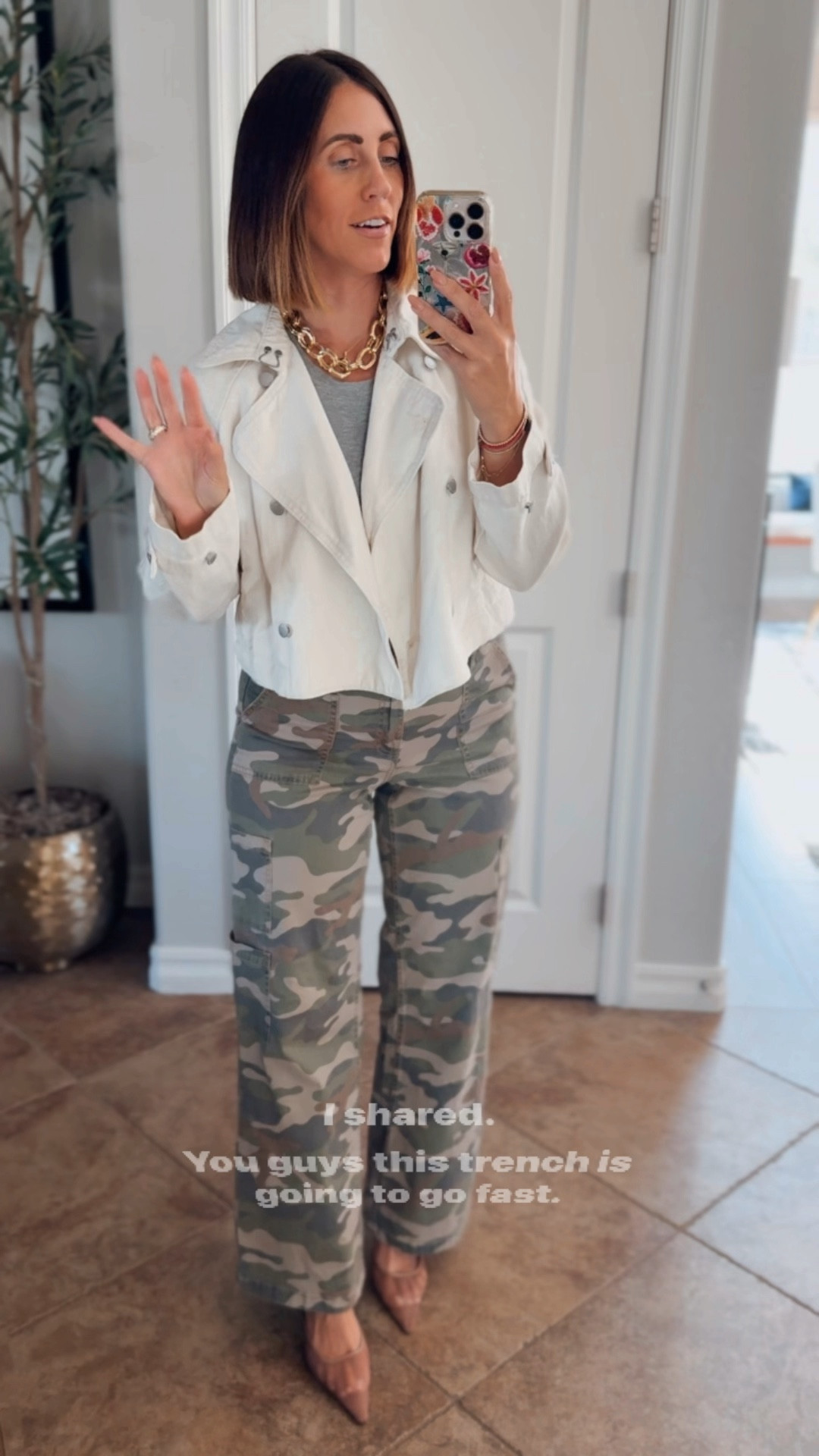 Fall outfit idea with two fall closet staples! 

- This cream denim cropped trench jacket is darling and on clearance for $22 — wearing size small 

- these viral camo cargo pants are still in stock and only $16 with endless options for starling this fall!

fall outfit, fall outfit idea, trenchcoat, cropped trenchcoat, camo pants, cargo pants, target style, Walmart, fashion, fall style 

#LTKFindsUnder50 #LTKSaleAlert #LTKOver40