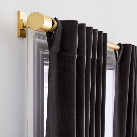 Cotton Velvet Curtain - Slate | West Elm CA