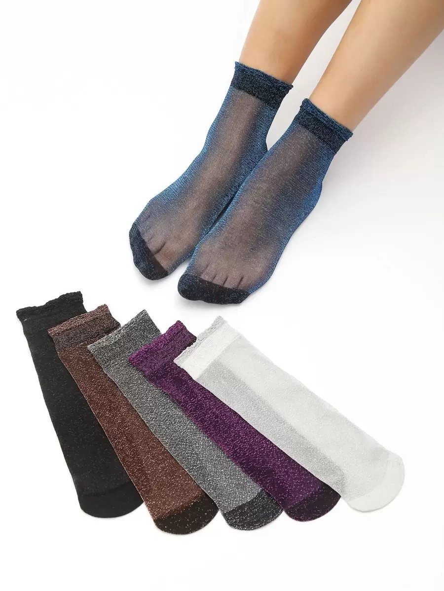 6pairs Sheer Crew Socks | SHEIN
