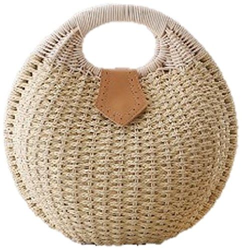 Simple Balloon Style Straw Hand Bag (Beige) | Amazon (US)
