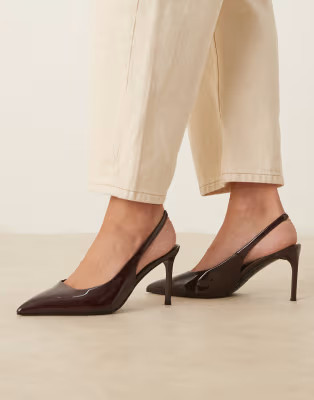ASOS DESIGN Spicy slingback stiletto mid shoes in chocolate | ASOS (Global)