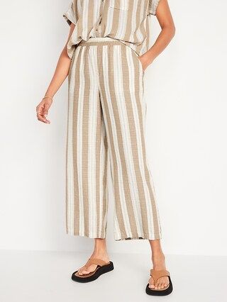 High-Waisted Striped Linen-Blend Wide-Leg Pants for Women | Old Navy (US)