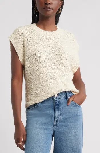 Treasure & Bond Slub Cotton Cap Sleeve Sweater in Ivory Dove at Nordstrom Rack, Size Medium | Nordstrom Rack