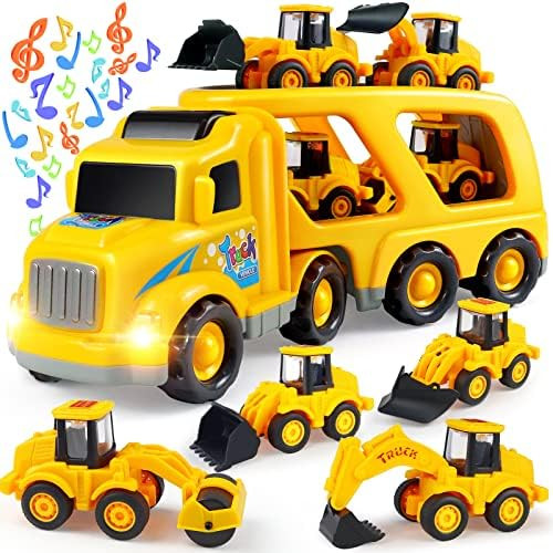 aotipol Construction Toy Trucks for 3-6 Year Old Boys & Girls, 5 in 1 Toy Cars with Light and Sou... | Amazon (US)